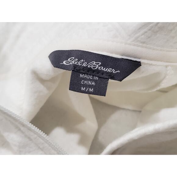 Eddie Bauer White Quilted Pull Over Zip Turtleneck Long Sleeve Sweater Shirt - Picture 4 of 8